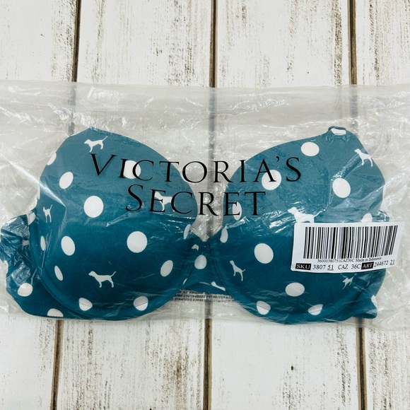 36C VS PINK Wear Everywhere Push Up Bra Polka Dots Dog Pups - Picture 9 of 9